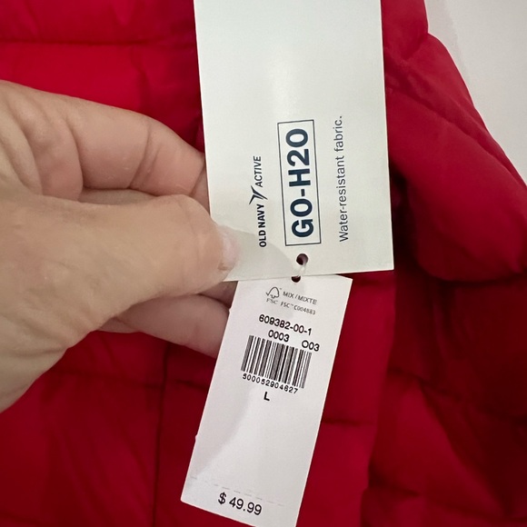 BNWT women’s red old navy, L, go-h20, water resistant, light, puffer jacket. - Picture 2 of 4
